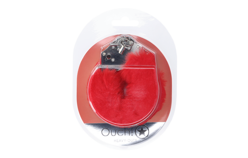 Schwere flauschige Handschellen rot – Verspieltes und sicheres BDSM-Accessoire