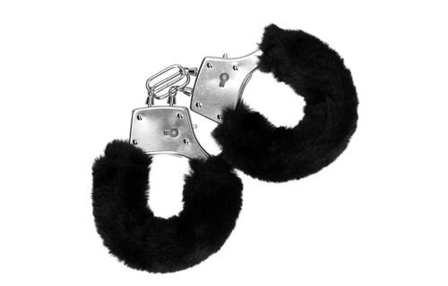 Pelzige Handschellen - Schwarz