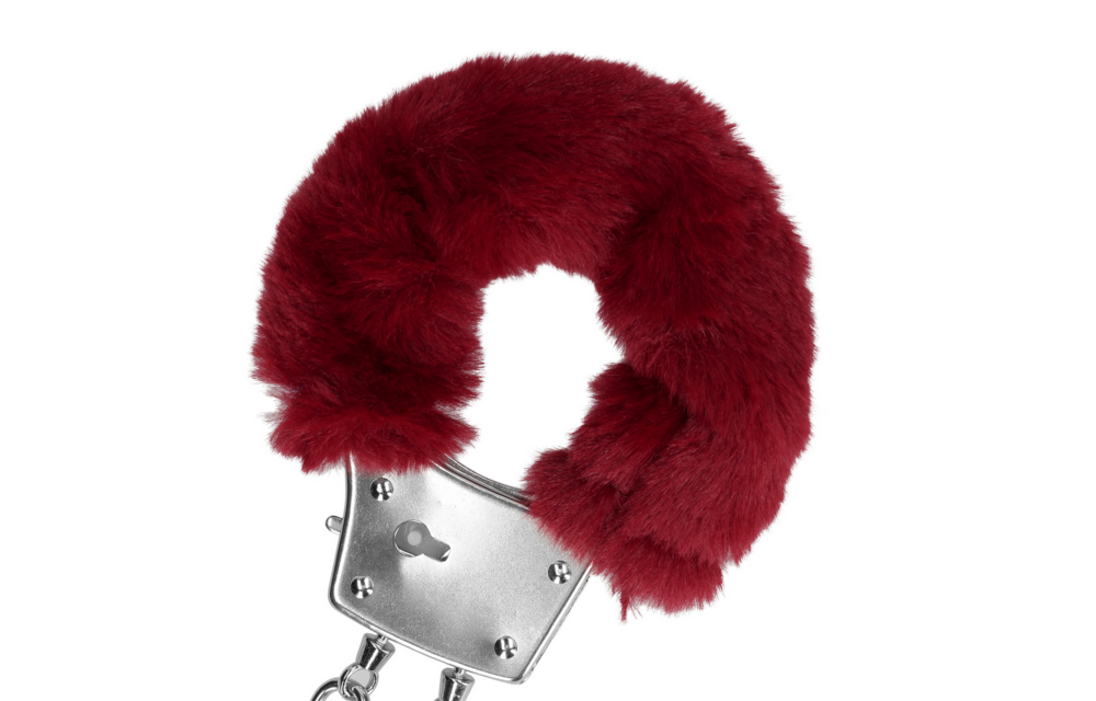 Furry Metal Hand Cuffs - Red