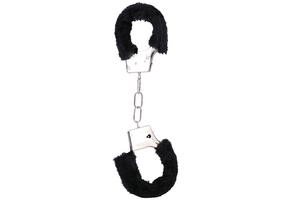 Soft Black Fur Handcuffs - Comfort & Safety