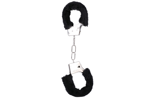 Soft Black Fur Handcuffs - Comfort & Safety