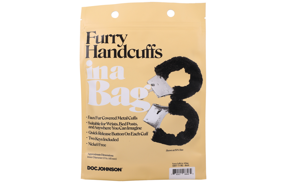 Soft Black Fur Handcuffs - Comfort & Safety