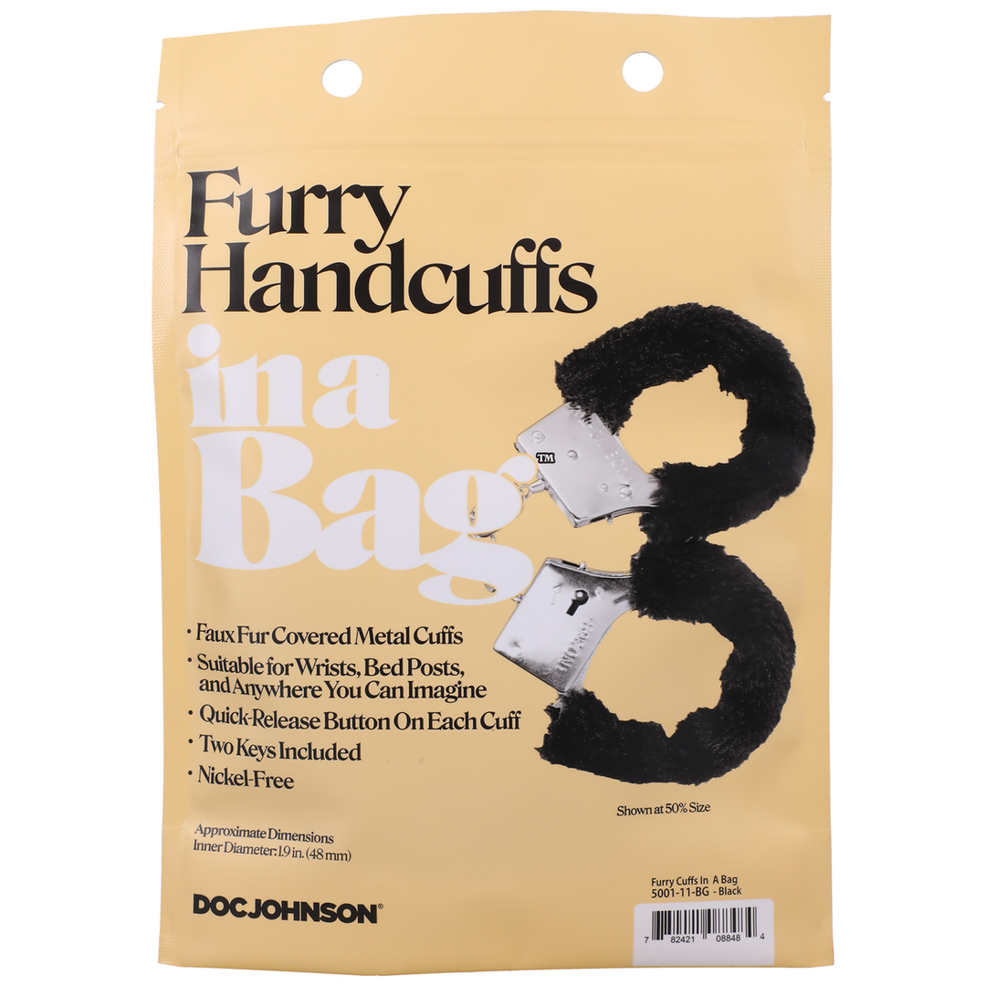 Soft Black Fur Handcuffs - Comfort & Safety