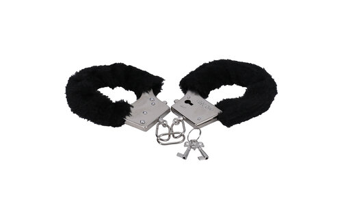 Soft Black Fur Handcuffs - Comfort & Safety