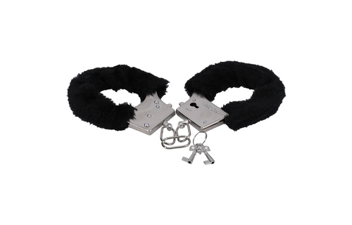 Soft Black Fur Handcuffs - Comfort & Safety