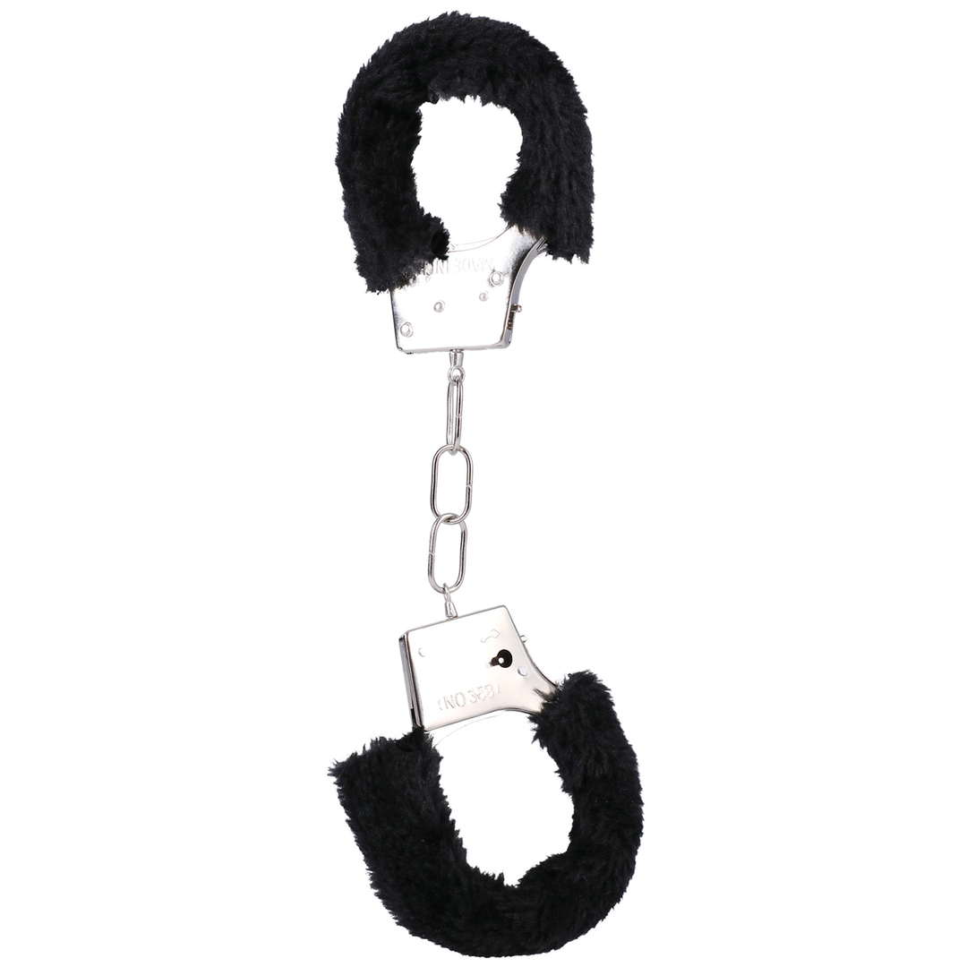 Soft Black Fur Handcuffs - Comfort & Safety