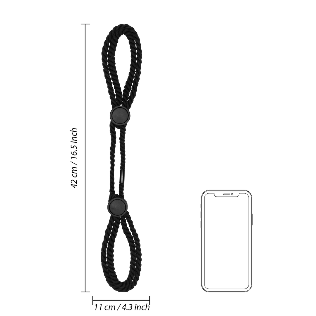 Adjustable Black Rope Handcuffs for BDSM Play