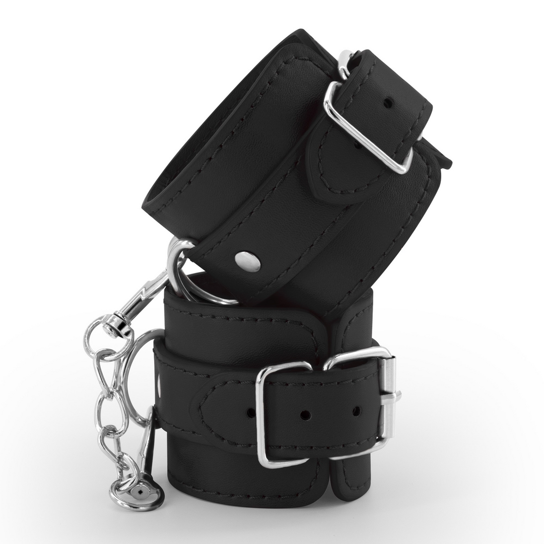 Bondage Love Black Leather Handcuffs – Sturdy & Adjustable