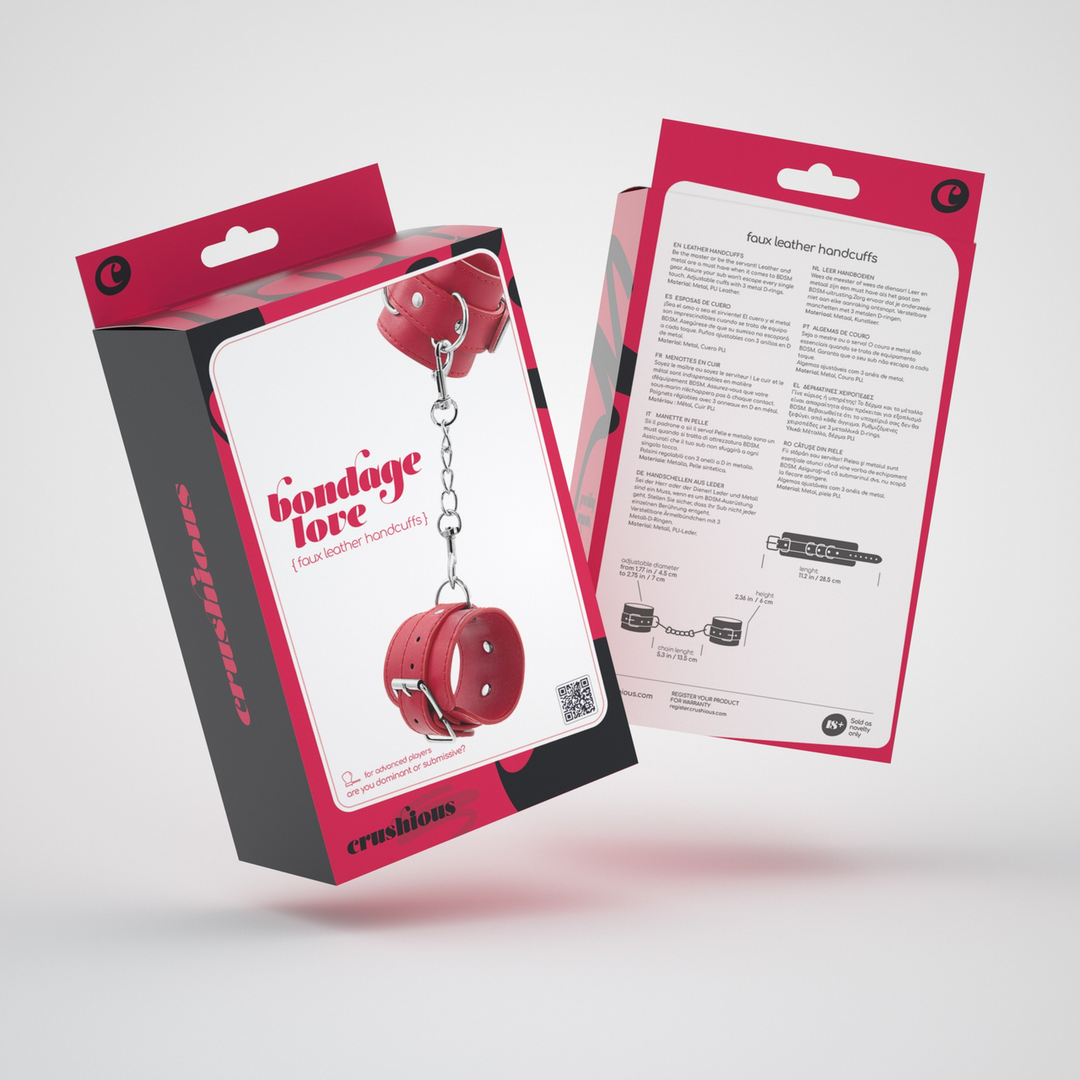 Bondage Love Rot – Verstellbare Lederhandschellen Unisex