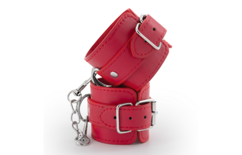 Bondage Love Red - Adjustable Leather Handcuffs Unisex