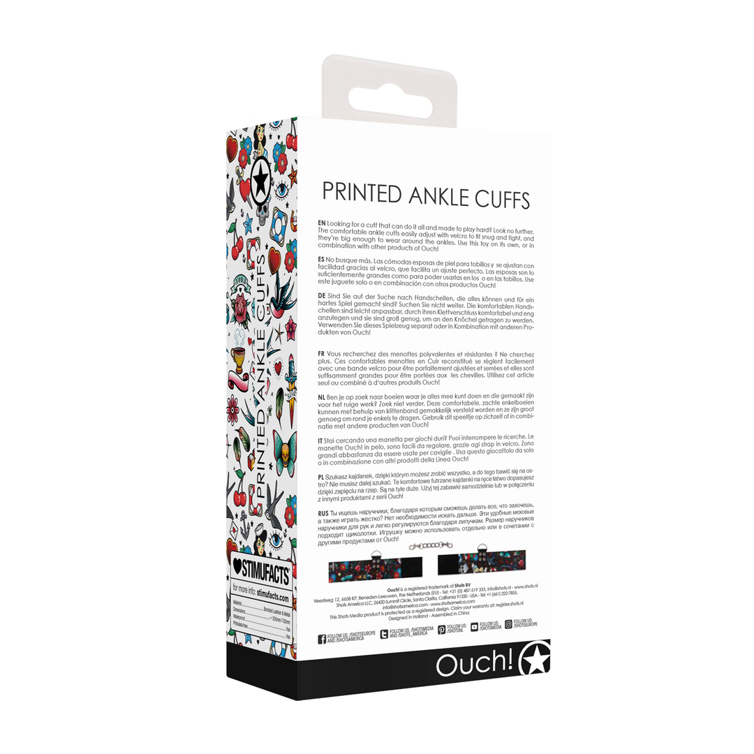 Printed Ankle Cuffs Ouch! | Comfortable & Adjustable