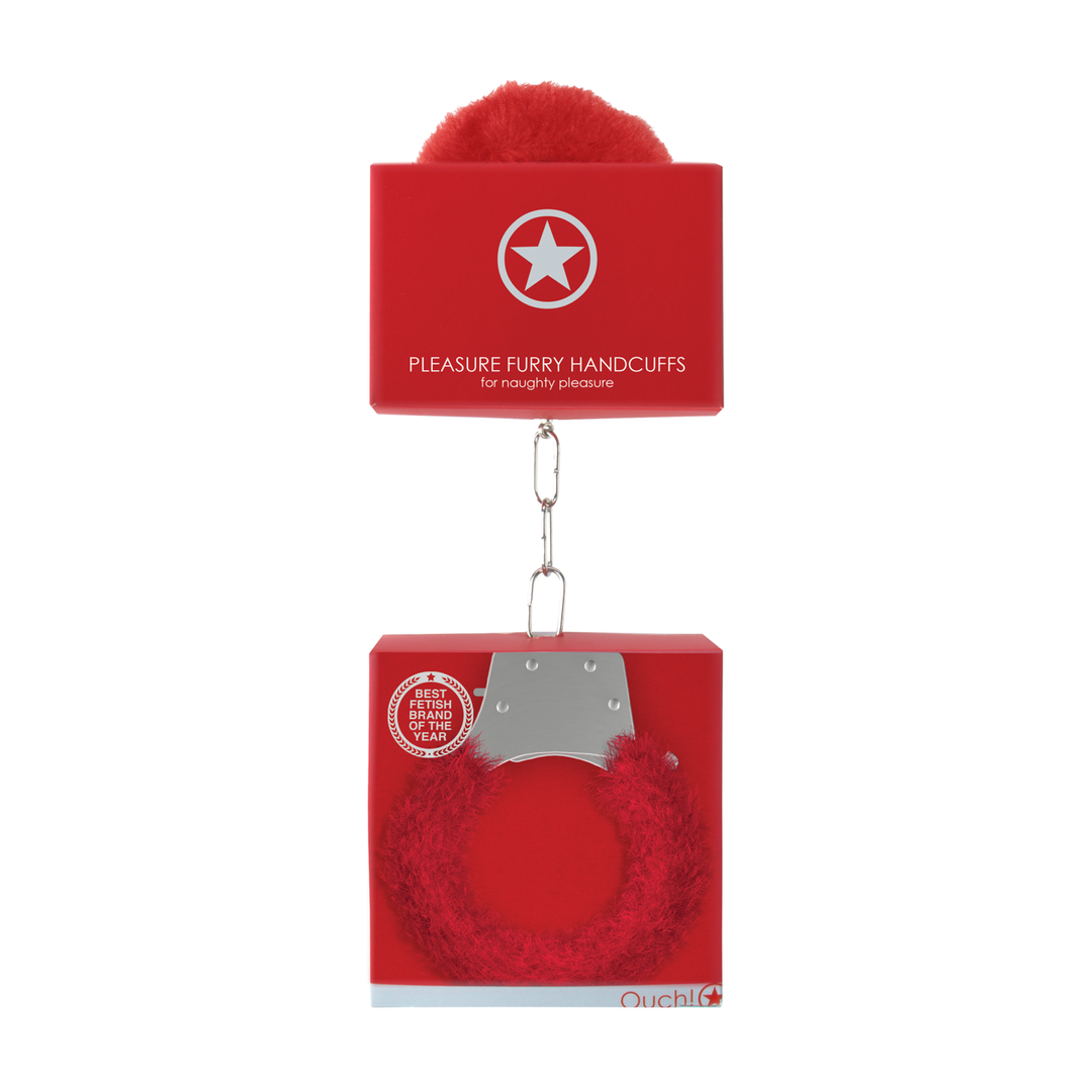Pleasure Handboeien Furry Rood – Speels, Veilig & Comfortabel