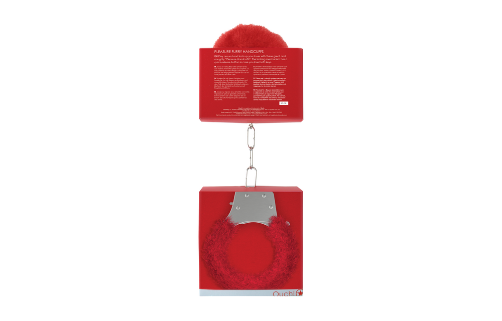 Pleasure Handboeien Furry Rood – Speels, Veilig & Comfortabel