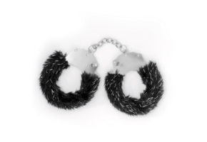 Spangle Metal Handcuffs Black With Soft Plush | Crushious