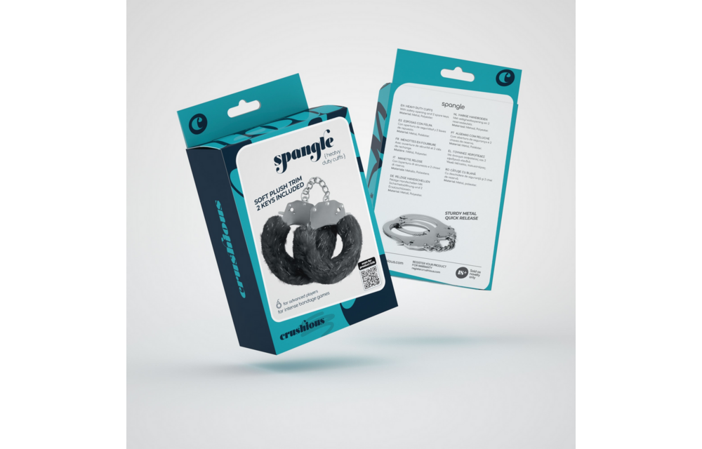 Spangle - Metal Handcuffs with Plush - Black