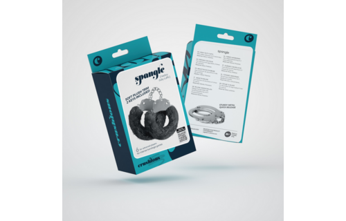 Spangle Metalen Handboeien Zwart Met Zacht Pluche | Crushious