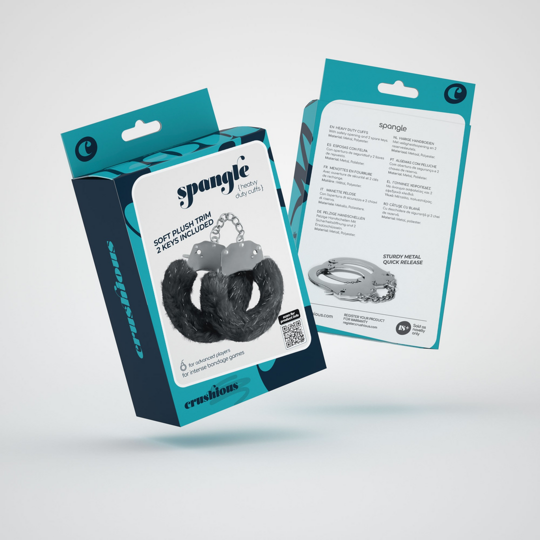 Spangle Metalen Handboeien Zwart Met Zacht Pluche | Crushious