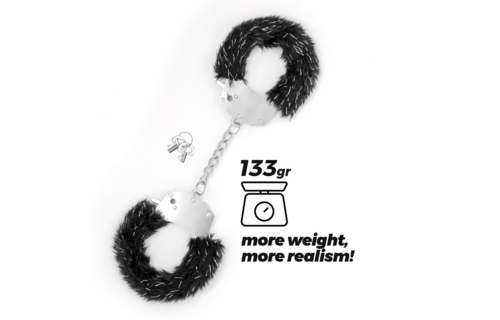 Spangle - Metal Handcuffs with Plush - Black