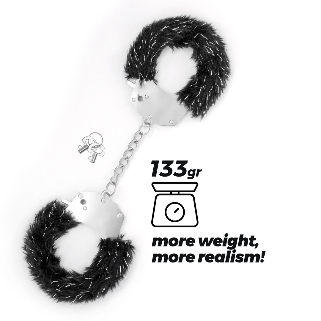 Spangle - Metal Handcuffs with Plush - Black