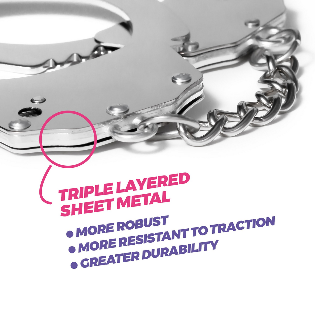 Spangle - Metal Handcuffs with Plush - Pink