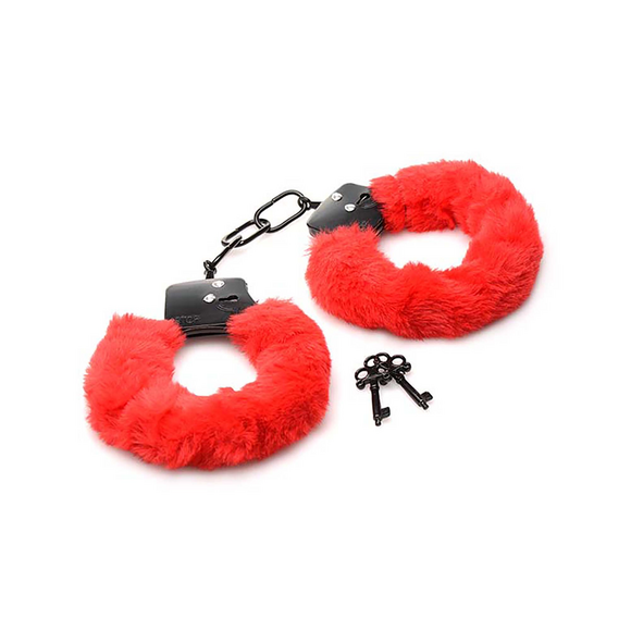 Collar Red Furry Handcuffs With Soft Fur | Xr Brands