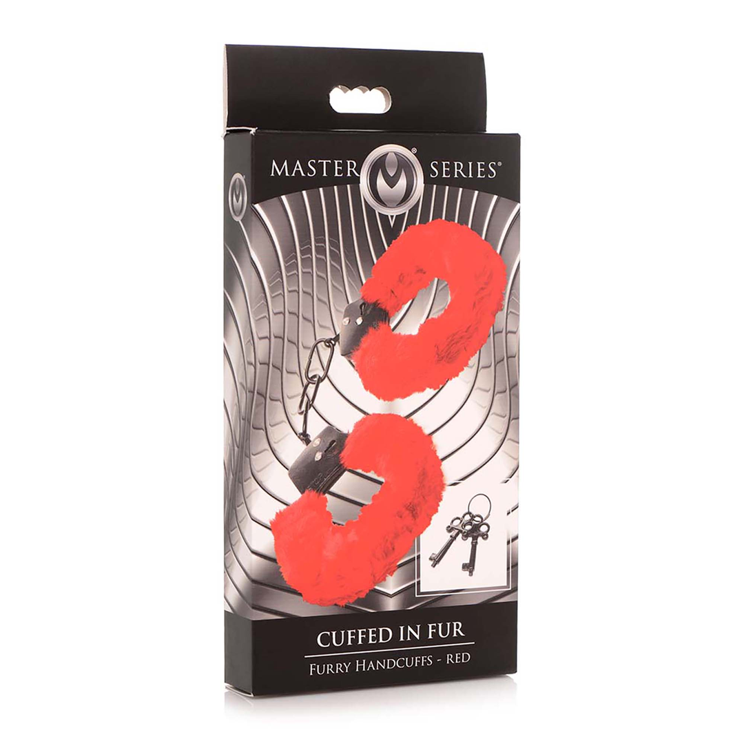 Collar Red Furry Handcuffs With Soft Fur | Xr Brands