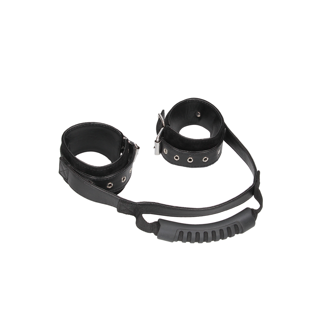 Connected Leather Handcuffs With Handle | Sturdy & Comfortable