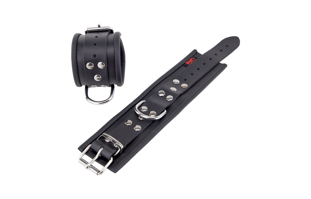 Leren Handboeien Zwart – Comfort & Spanning Van Rood Leer