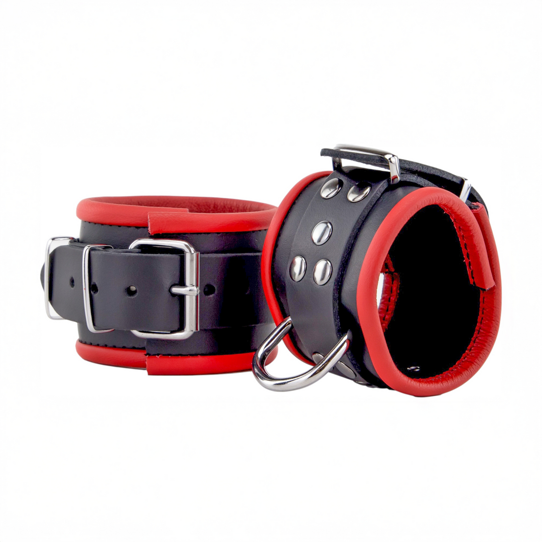 Leren Handboeien Rood/Zwart - Stijlvol & Comfortabel