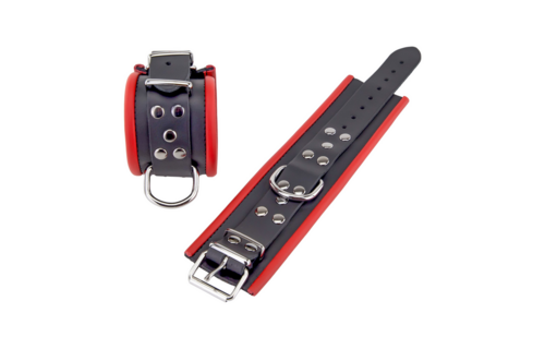 Leather Handcuffs Red/Black - Stylish & Comfortable