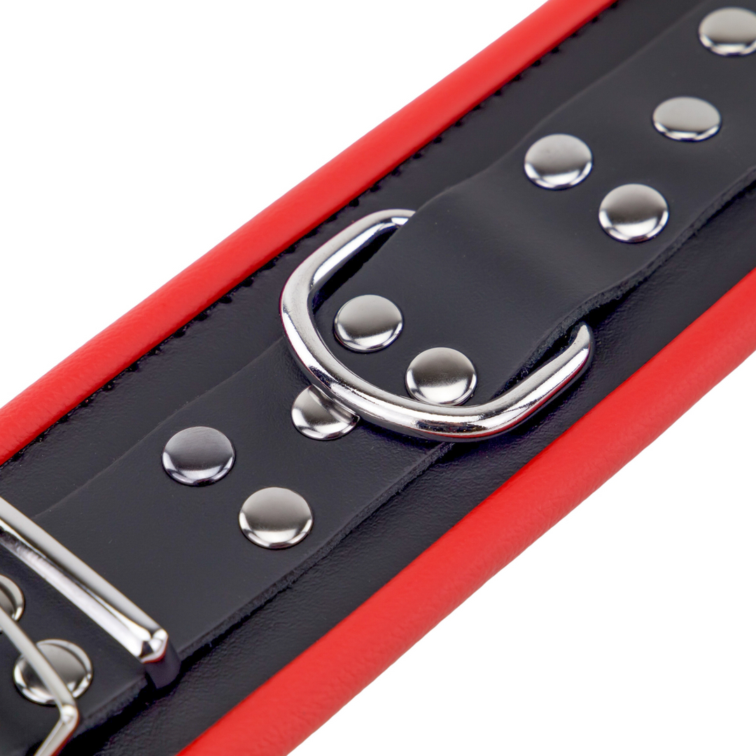 Leder-Handschellen - Rot/Schwarz