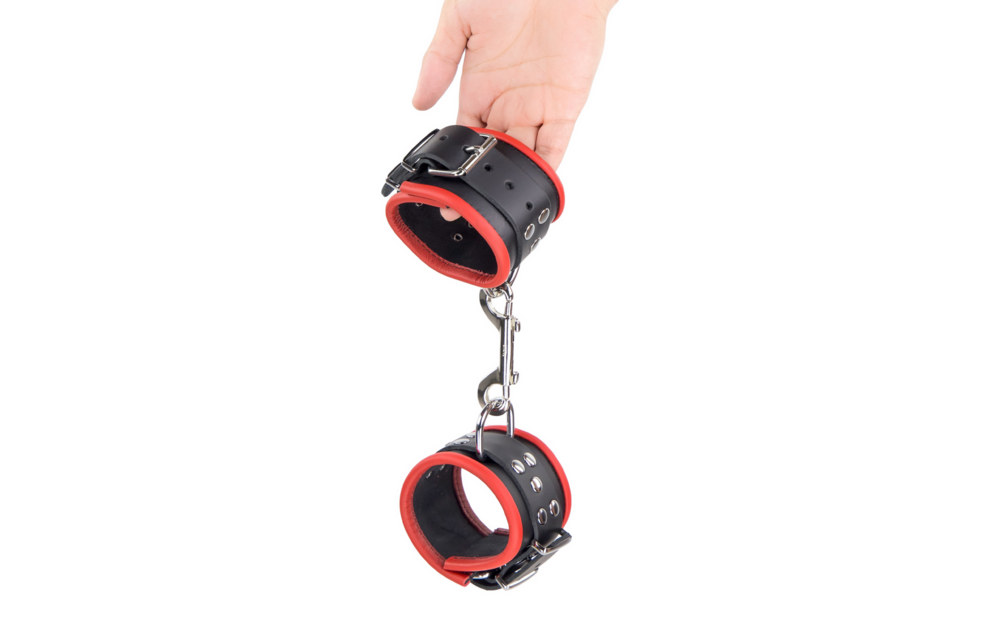 Leder-Handschellen - Rot/Schwarz