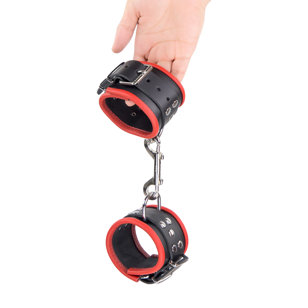 Leather Handcuffs Red/Black - Stylish & Comfortable
