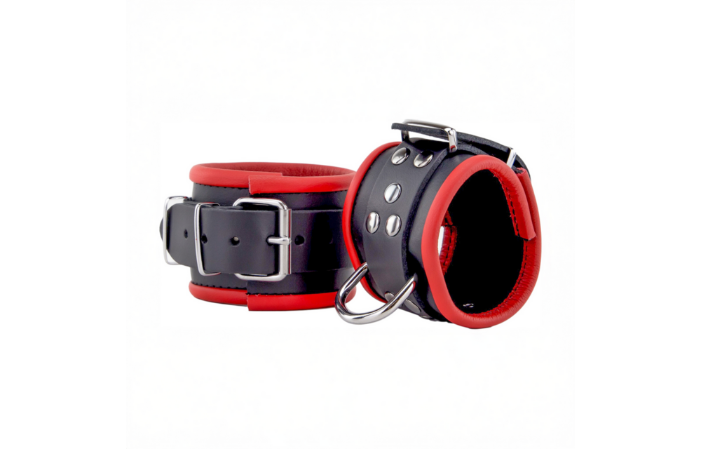Leren Handboeien - Rood/Zwart