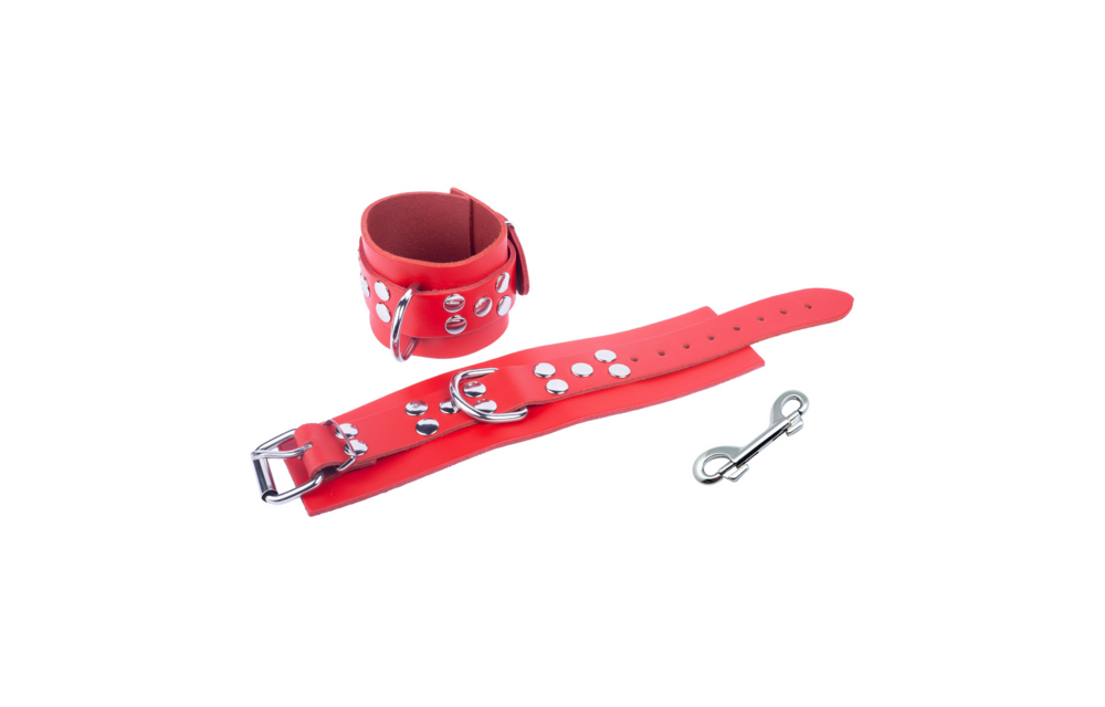 Ultra Leather Handcuffs - Red