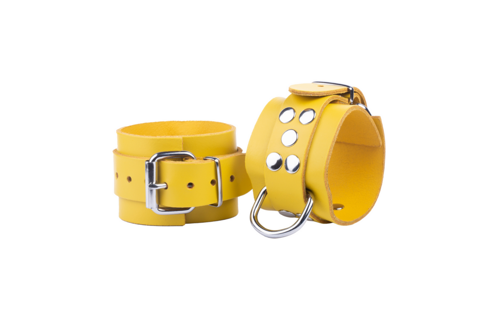 Ultra Leather Handcuffs - Yellow