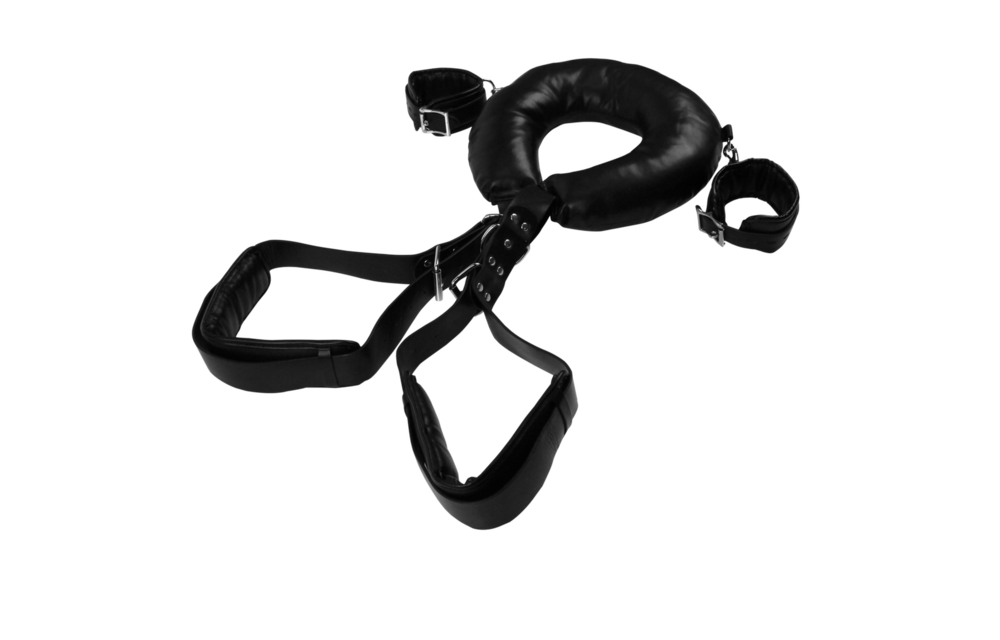 Padded Thigh Sling with Hand Cuffs - Black