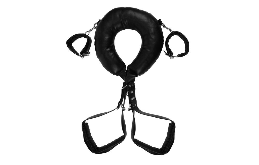 Gepolsterte Oberschenkelschlinge schwarz & Handschellen | BDSM-Accessoire