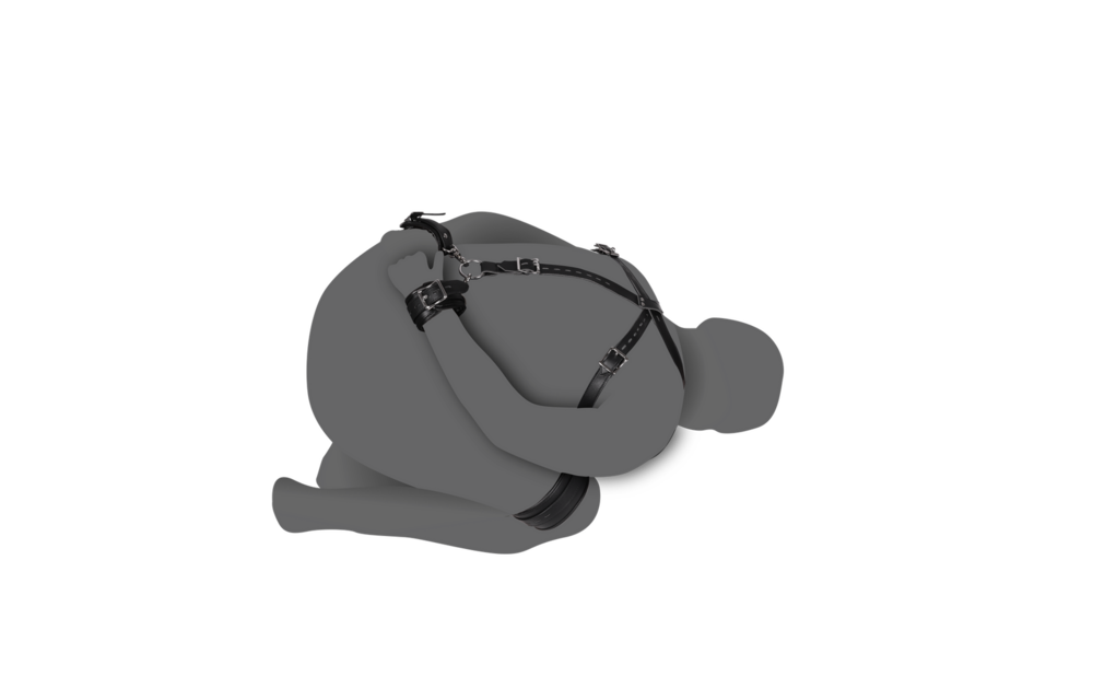 Lichaamsharnas met dij- en handboeien - Zwart