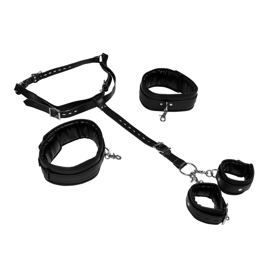 Body Harness with Thigh and Handcuffs Black – BDSM Fun