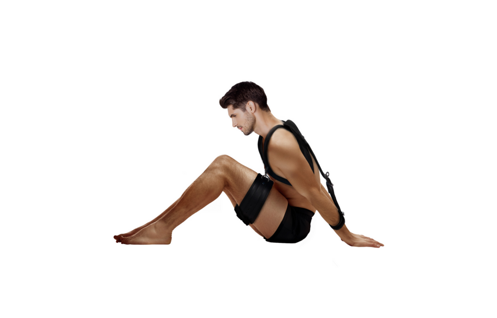 Body Harness with Thigh and Hand Cuffs - Black