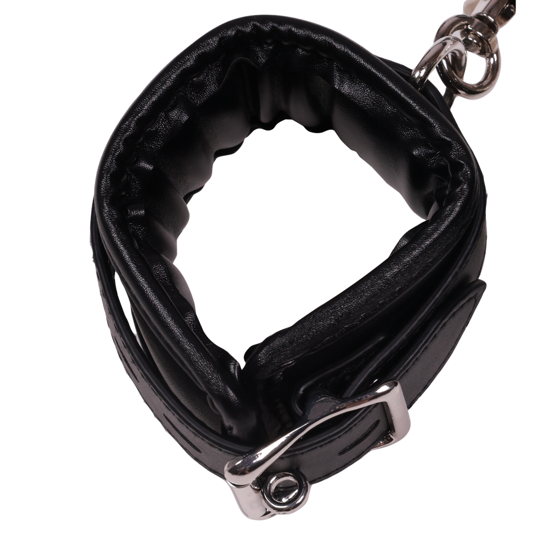 Body Harness with Thigh and Hand Cuffs - Black