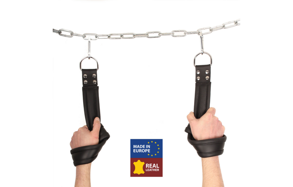 Leather Suspension Handcuffs - Black