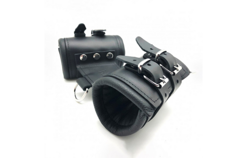 Leather Double Handcuffs - Black