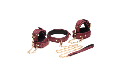 6-teiliges Bordeauxrotes Samt-Bondage-Set | Luxus & Vegan