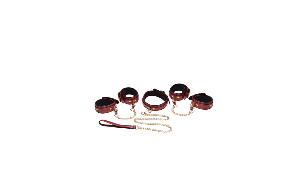 6-teiliges Bordeaux-Bondage-Set aus PU-Leder | Stil & Leidenschaft