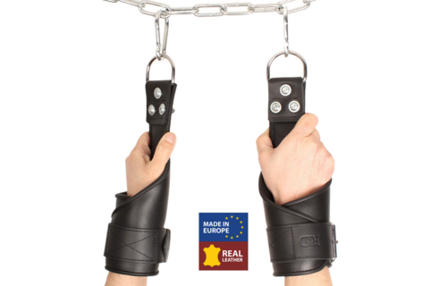 Leather Suspension Handcuffs Black - Strong, Comfortable & Durable