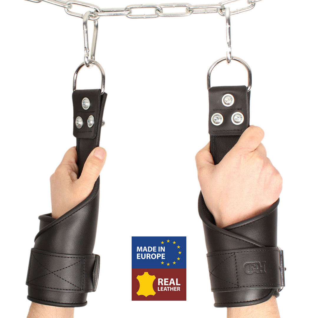 Leather Suspension Handcuffs Black - Strong, Comfortable & Durable