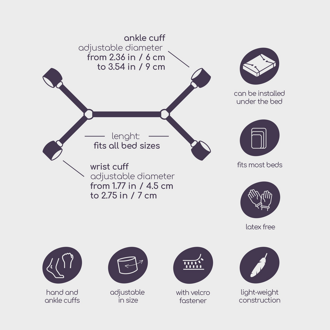 Universele Bedbeperkingen Zwart - Verstelbare Bedboeien Set