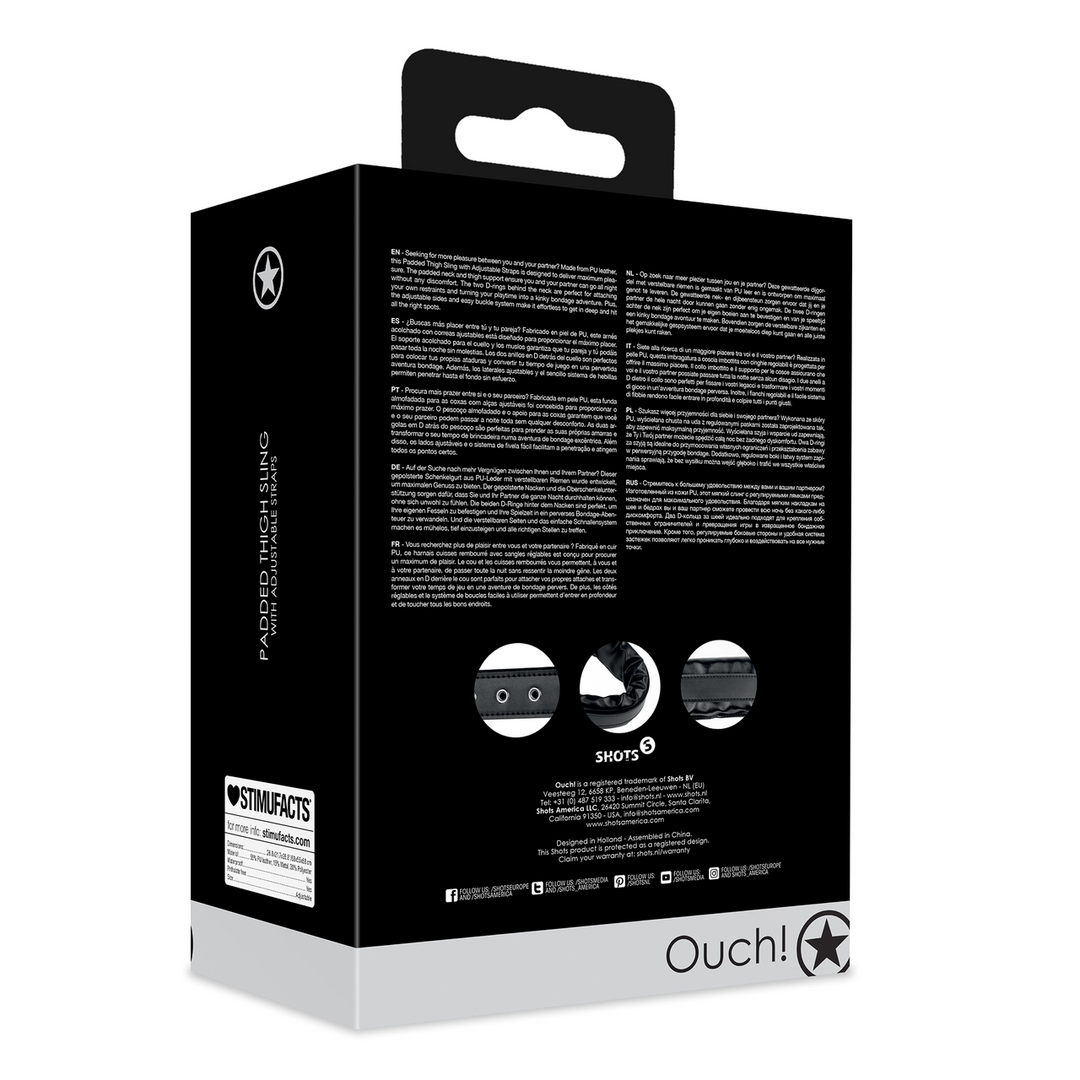 Padded Black Thigh Strap with Adjustable Straps | Ouch!